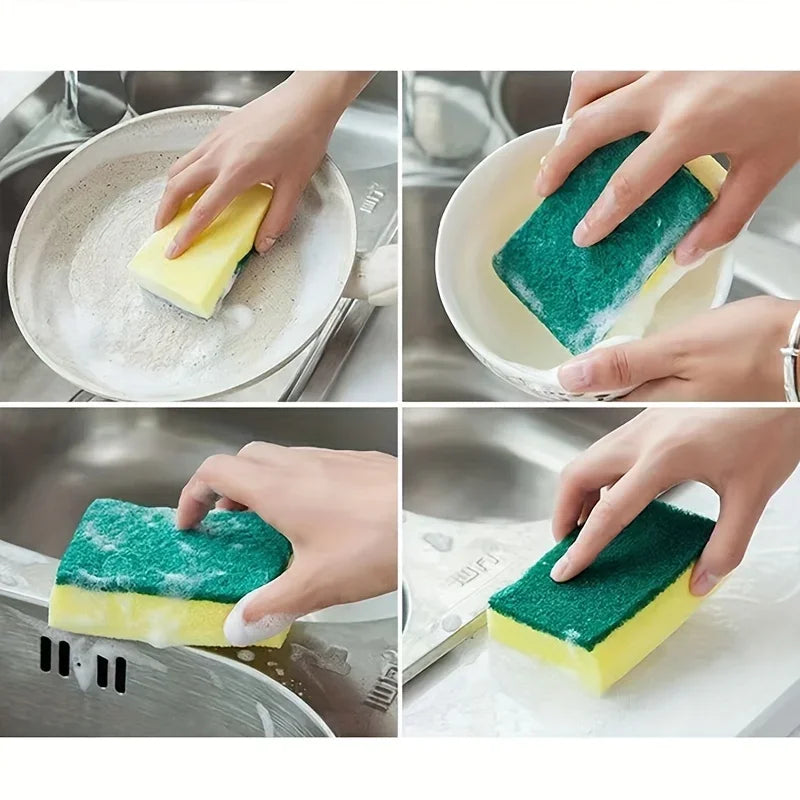 20 piezas estropajos de doble cara, esponja de cocina, almohadillas para fregar platos, olla, tazón, herramientas de limpieza del hogar