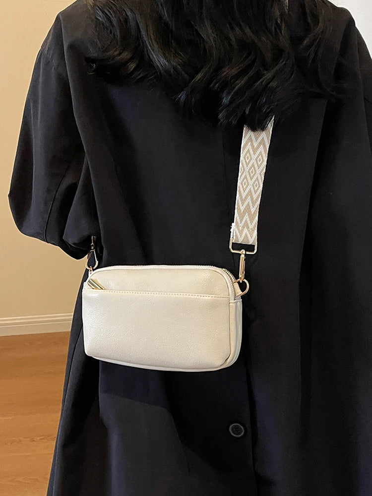 Bolso cruzado vegano elegante para mujer, bolso de hombro de PU minimalista y a la moda, compacto, espacioso, apto para teléfono