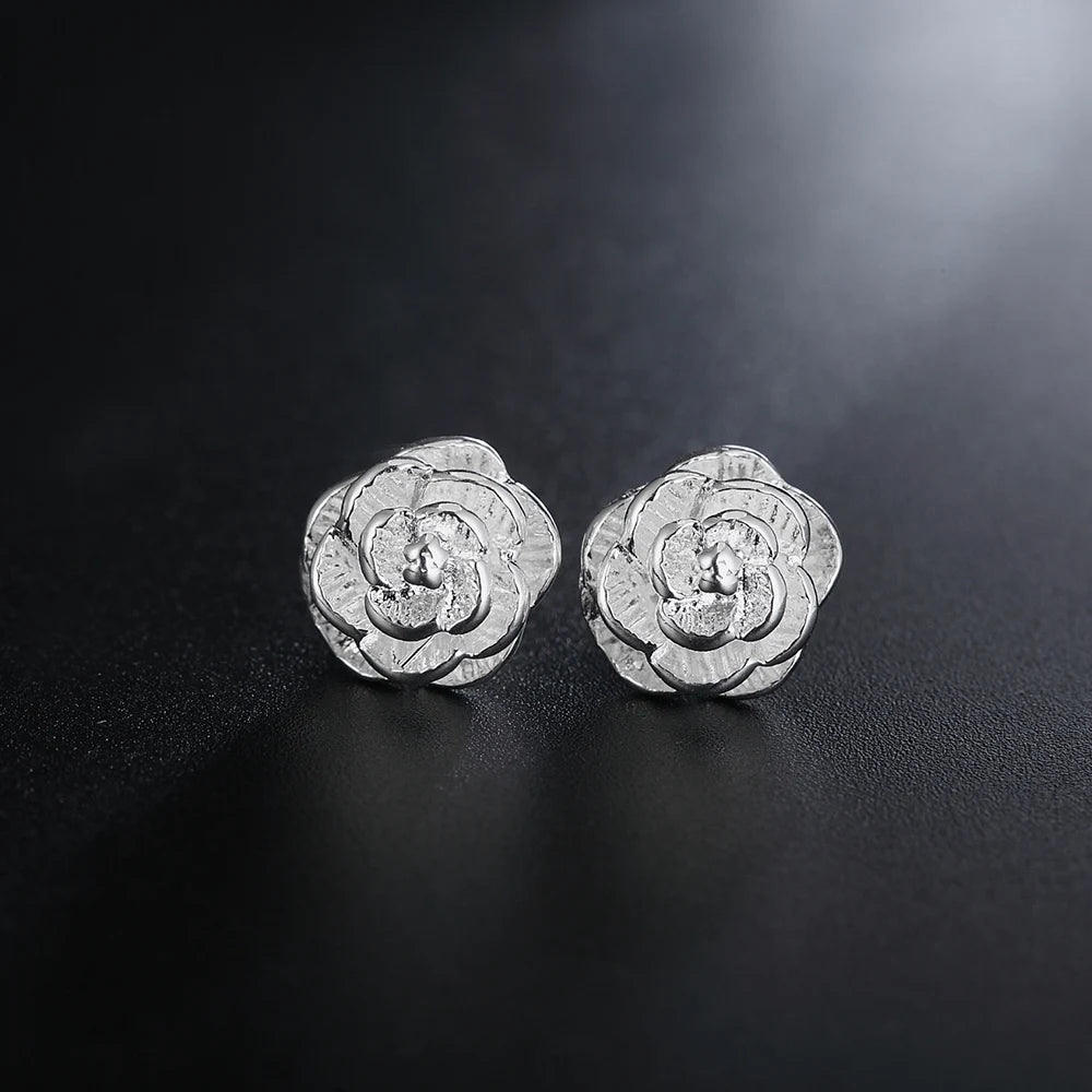 Pendientes de plata de ley 925 con forma de flor para mujer, joyería elegante de 10MM, regalo de boda, venta al por mayor