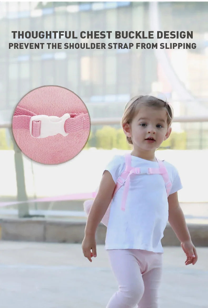 Nueva mochila de hombro perdida con dibujos animados para bebés y niños, bolsas pequeñas de felpa con cuerda de tracción, mochila escolar antipérdida para niños pequeños