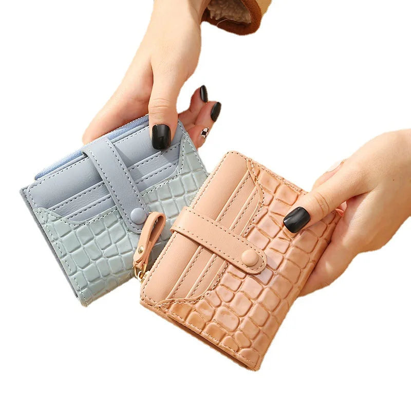 Cartera corta para mujer, monedero pequeño de cuero de marca de lujo a la moda, tarjetero para mujer, bolso de mano para mujer, billetera con Clip para dinero 2023