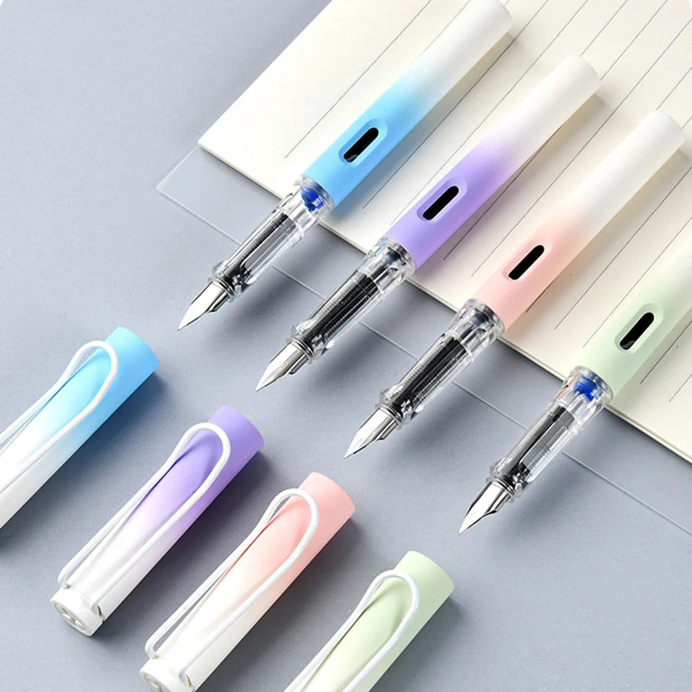 Pluma estilográfica gradiente, plumas estilográficas recargables, escritura suavizante, práctica de caligrafía, papelería, suministros escolares y de oficina, pluma de tinta