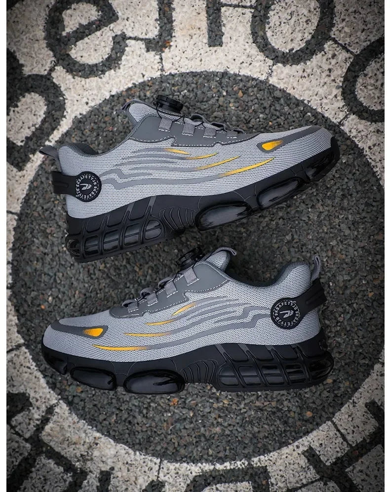 Nuevos zapatos de seguridad para el trabajo, talla 36-48 para mujeres y hombres, zapatillas de deporte con punta de acero para hombres, botas antideslizantes ligeras y transpirables impermeables, trabajo para hombres