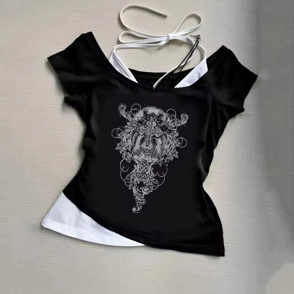 Camisetas básicas Vintage con estampado estético Y2k, ropa para mujer, Top gráfico Retro, camiseta informal de manga corta para mujer, estilo Millennium