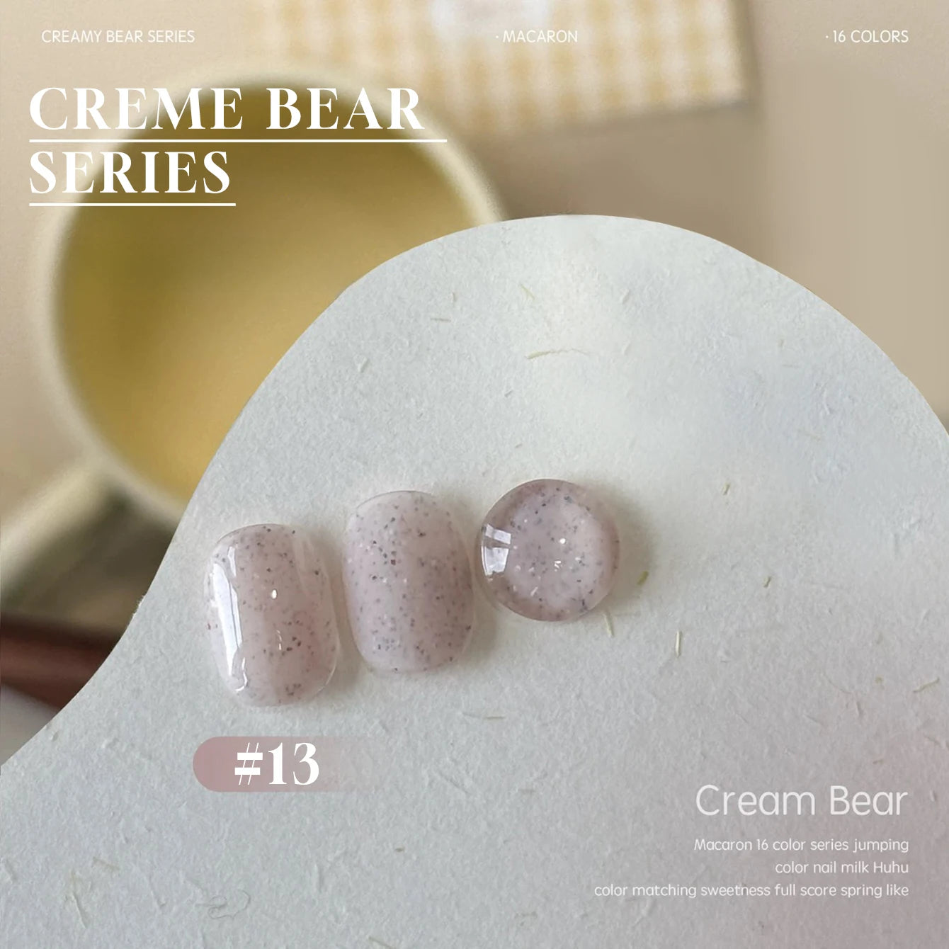 Esmalte de Uñas en Gel MIANEL Colorful Rock Slice, Amarillo Lechoso-Blanco Brillante, Crema Blanca, Efecto Leche Huhu Dopamina, 12ml, 1-6 Unidades