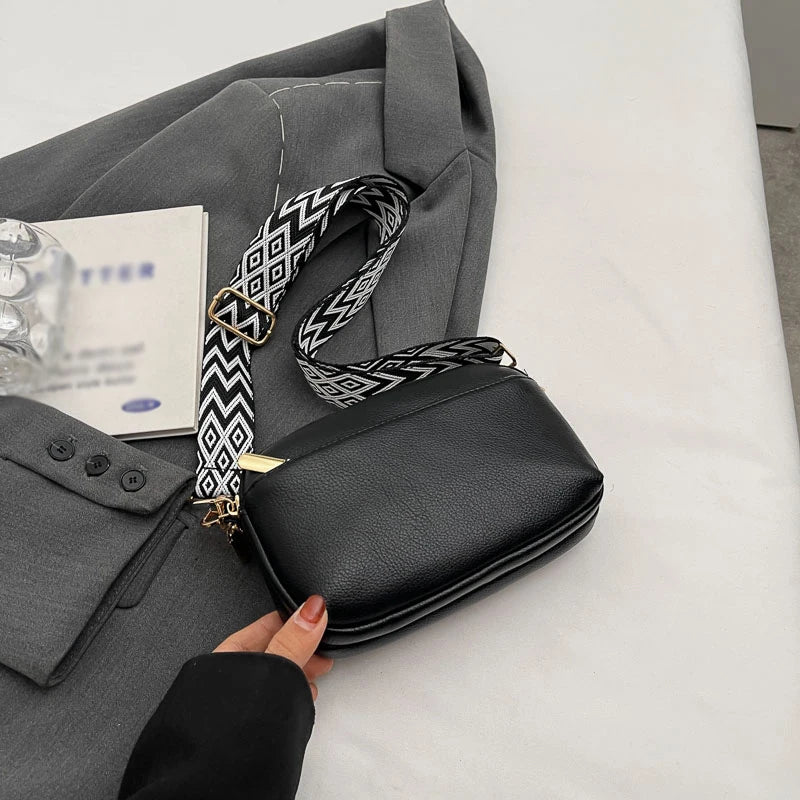 Bolso cruzado vegano elegante para mujer, bolso de hombro de PU minimalista y a la moda, compacto, espacioso, apto para teléfono