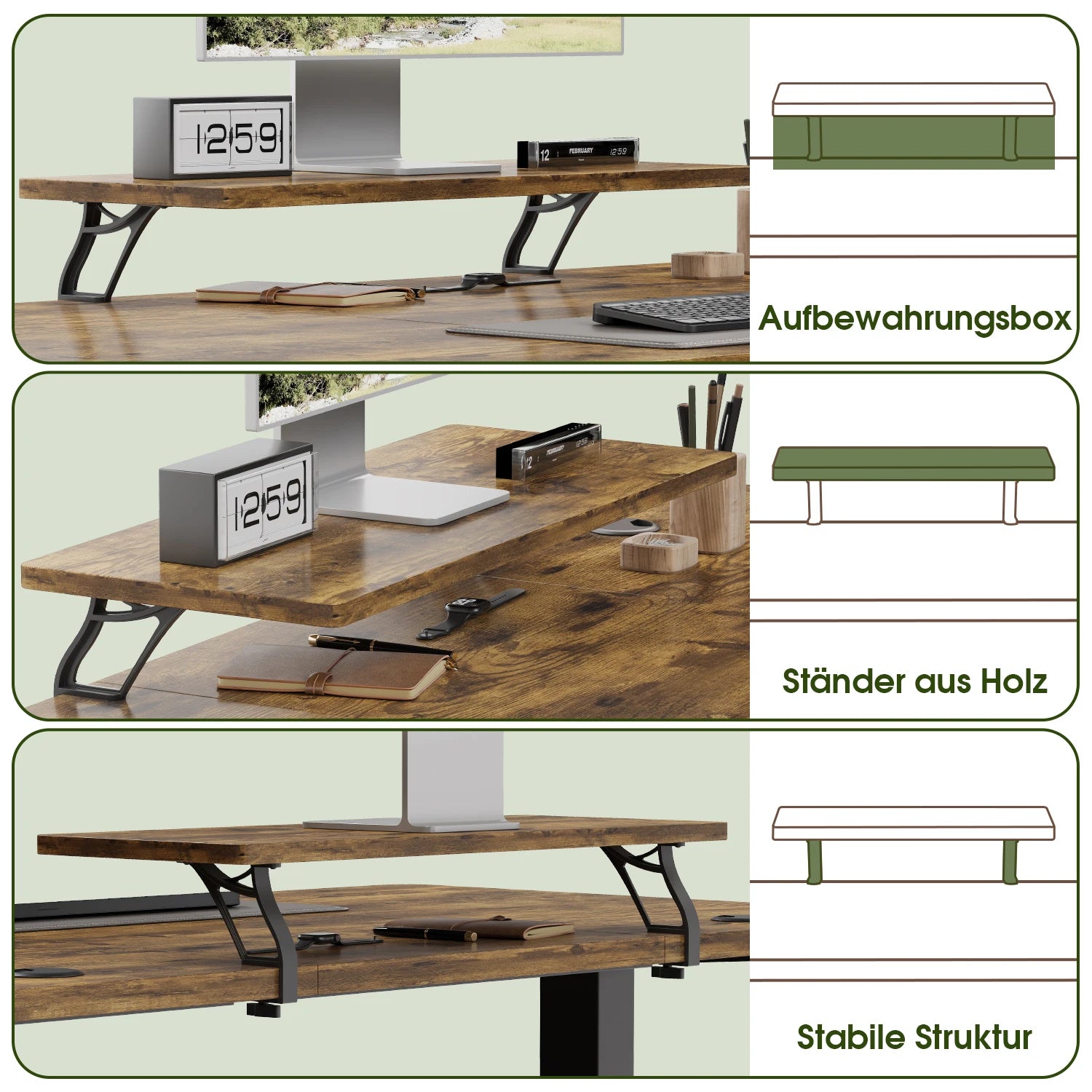 Devoko Escritorio eléctrico de altura ajustable 120 × 60 cm con soporte para monitor Asiento ergonómico Escritorio de pie (blanco)