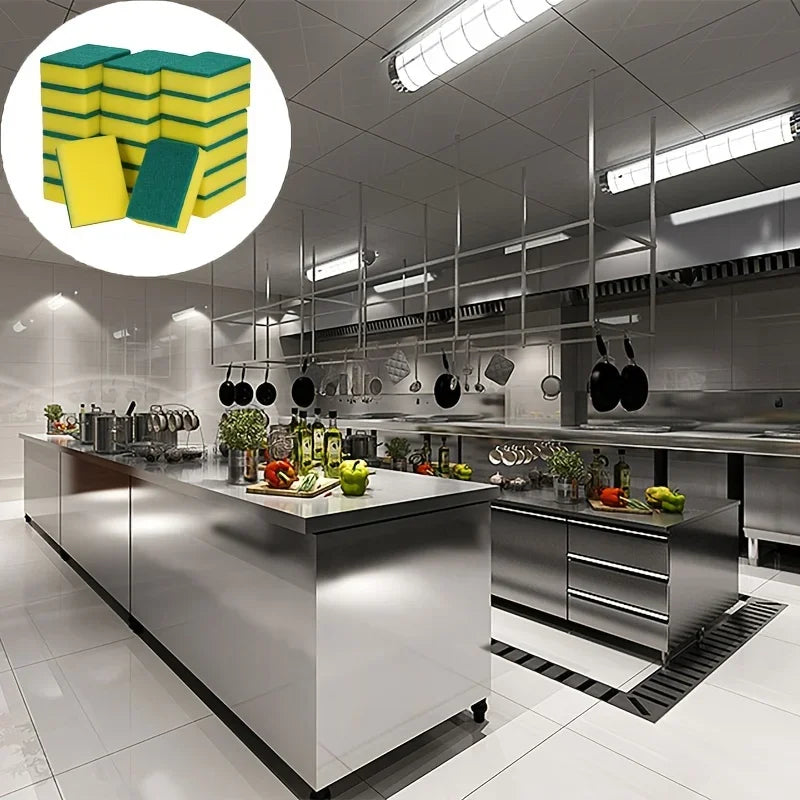 20 piezas estropajos de doble cara, esponja de cocina, almohadillas para fregar platos, olla, tazón, herramientas de limpieza del hogar