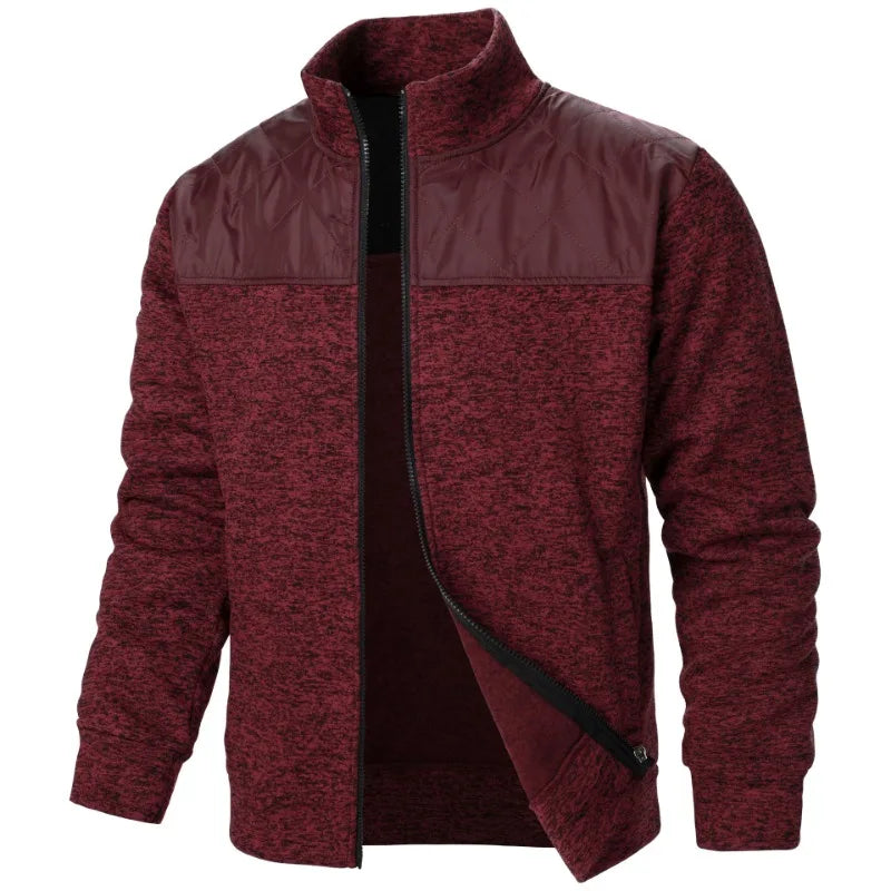 Sudaderas de retales para hombre, chaqueta con cuello levantado, cárdigan ajustado, ropa de calle, ropa deportiva, abrigo informal con cremallera, chándal para exteriores para hombre