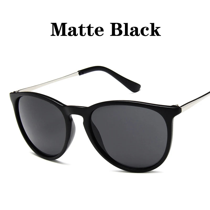 Gafas de sol clásicas con montura metálica populares, gafas de sol redondas para hombres y mujeres, gafas de sol con película reflectante para hombres y mujeres ﻿