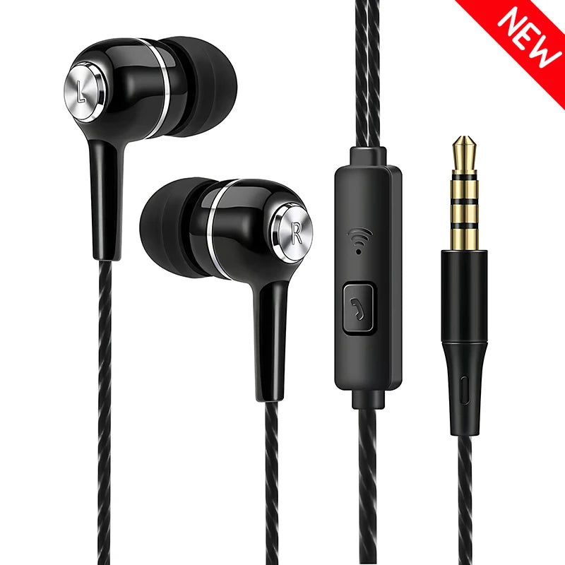 Auriculares intrauditivos con cable de 3,5mm, auriculares HIFI de graves pesados, Monitor deportivo, auriculares estéreo para música y videojuegos con micrófono
