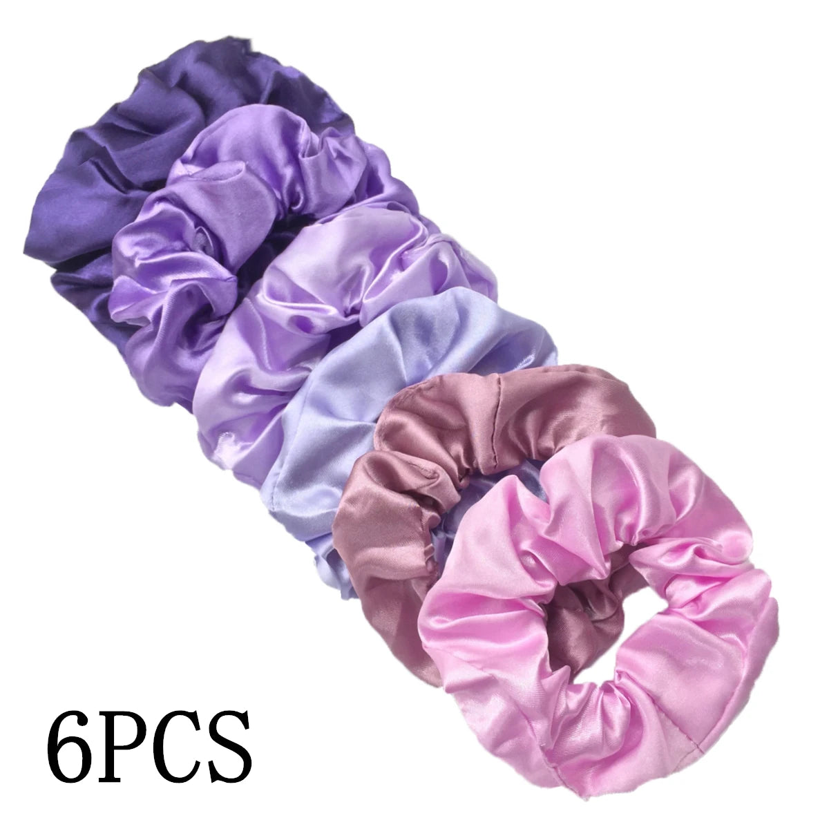6 unids/lote, bandas para el pelo, lazos, cuerdas, soporte para cola de caballo para mujeres o niñas, accesorios, tocados de satén, Color sólido 100