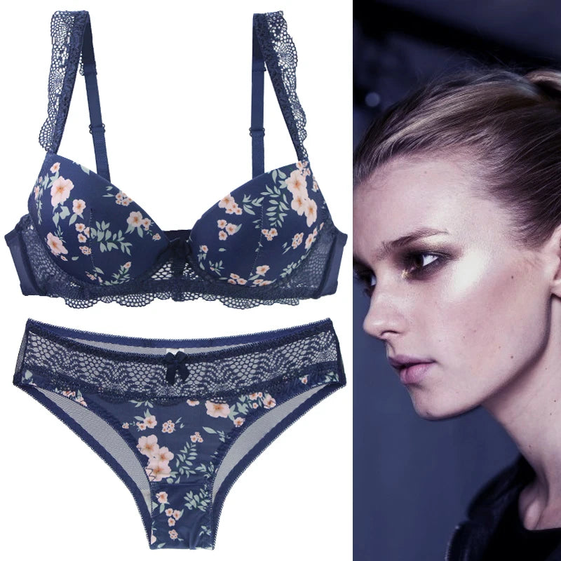 Conjunto de sujetadores sexys para mujer, ropa interior Floral con lazo de copa BCDE grande, negro, Beige, azul, rojo, blanco, lencería de encaje, novedad de 2023
