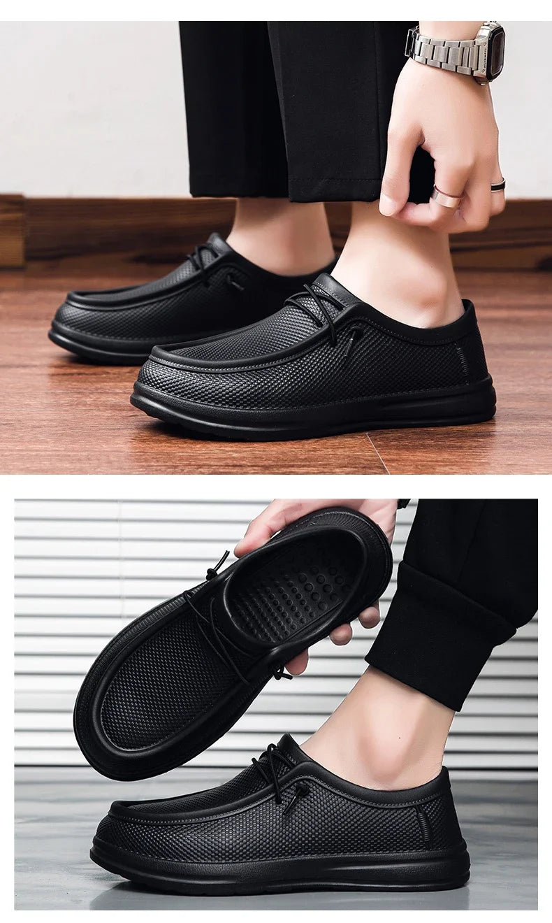 Zapatos de trabajo de cocina para hombre, zapatos de Chef impermeables antideslizantes, zapatos de trabajo informales a la moda para hombre, zapatos de agua para exteriores de talla grande 40-47