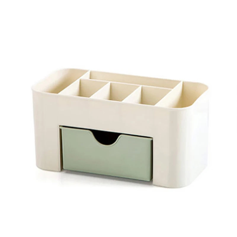 Caja organizadora de maquillaje con cajón, hisopo de algodón, estuche de almacenamiento para lápiz labial, soporte para brochas, plástico Acrílico