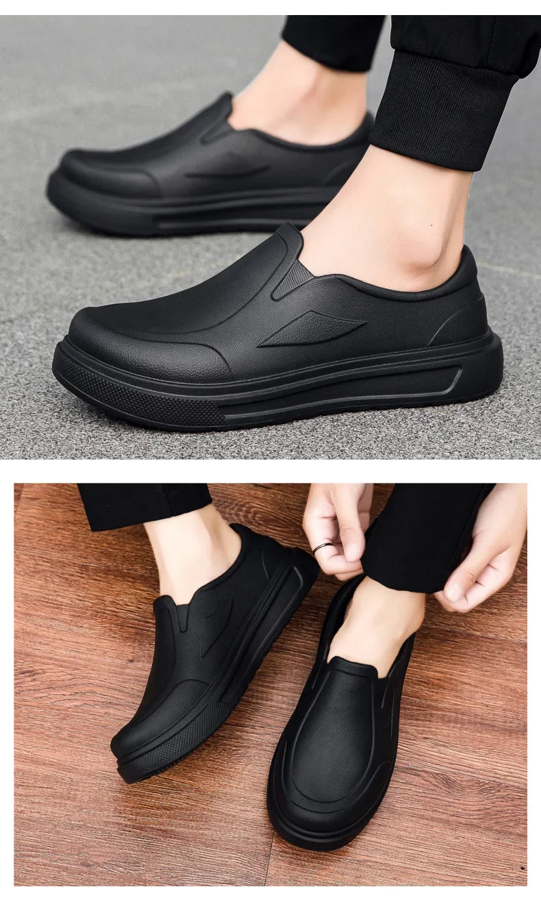 Zapatos de Chef para hombre, antideslizantes, resistentes al aceite, resistentes a la suciedad, zapatos de cocina, zapatos de trabajo, zapatos de lluvia de secado rápido, zuecos transpirables de gran tamaño