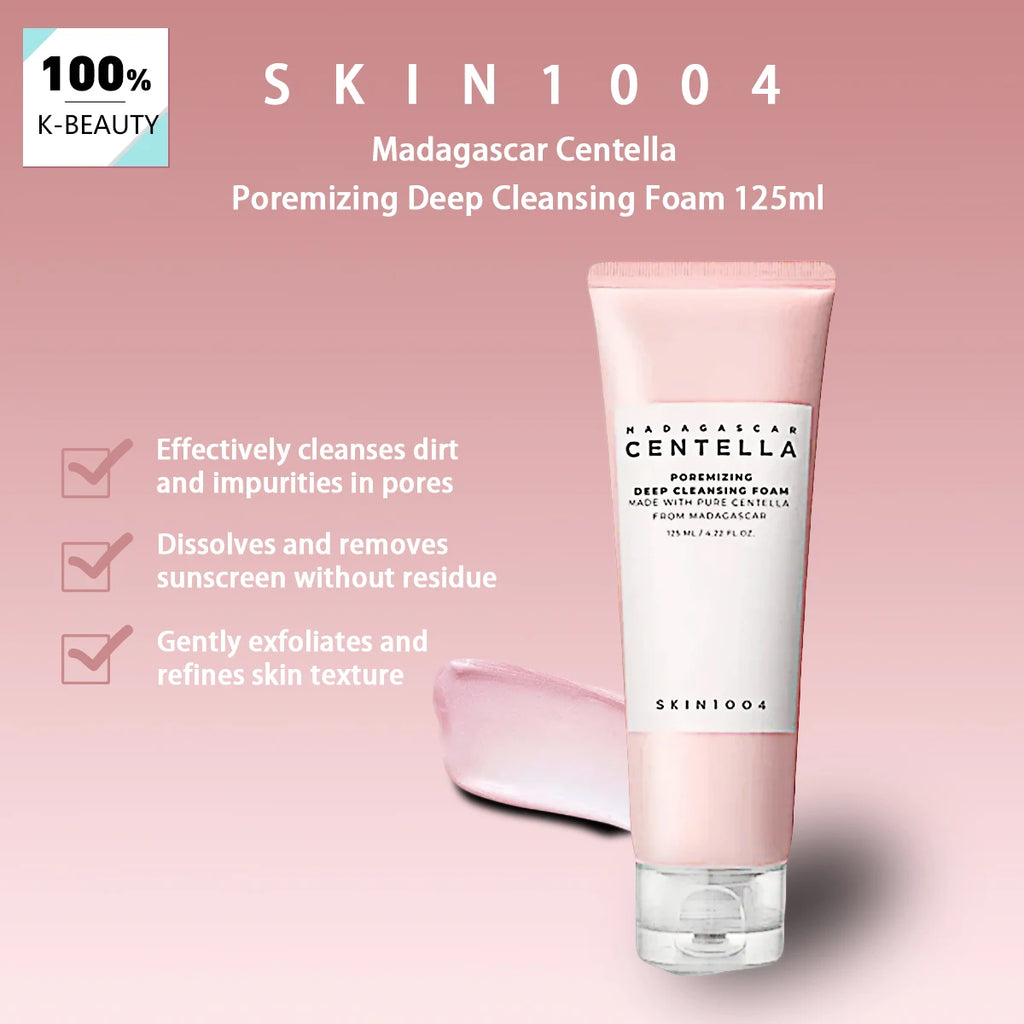 SKIN1004 Madagascar Centella Poremizing Deep Cleansing Foam 125ml, Espuma Rica en Espuma, Limpieza Profunda, K-Beauty, Maquillaje Coreano