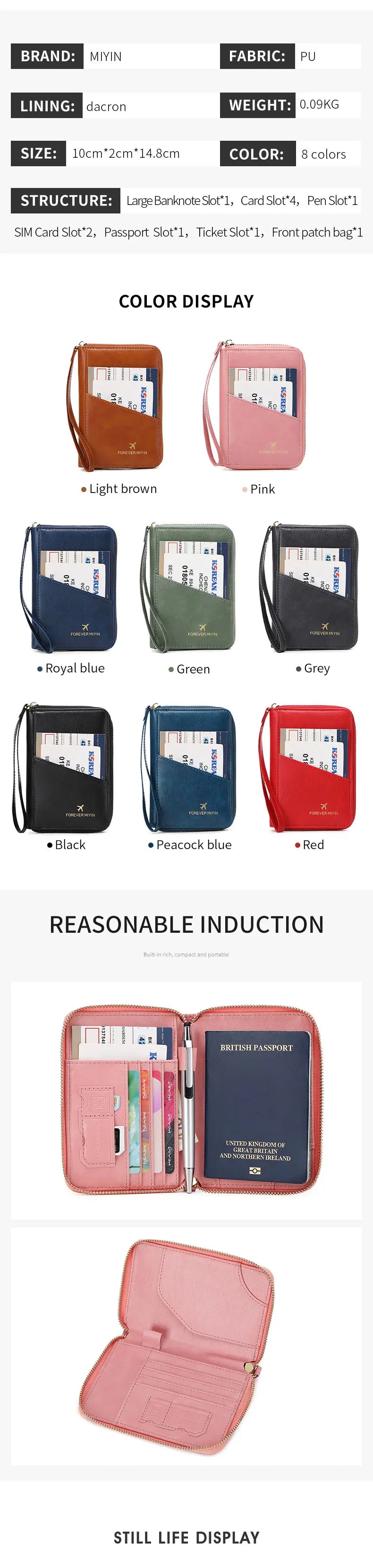 Nueva bolsa de pasaporte retro para hombres y mujeres, funda de pasaporte de moda RFID, accesorios de viaje con clip para pasaporte de cuero multifuncional