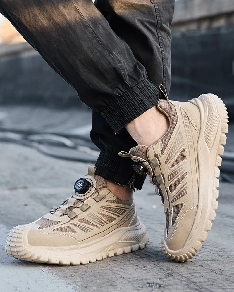 Zapatos de seguridad para el trabajo para mujeres y hombres, zapatillas de trabajo antipinchazos, zapatos indestructibles con botón giratorio, botas de trabajo antideslizantes