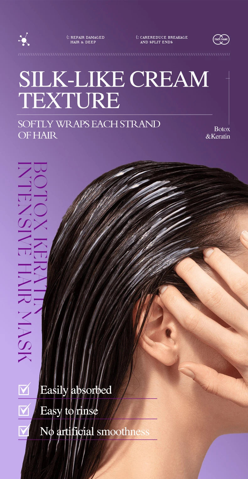 Mascarilla para el cabello con queratina mágica, reparación de daños en 5 segundos, rizado, suave, liso, brillante, hidratación profunda del cabello, tratamiento, reparación, mascarilla para el cuidado del cabello