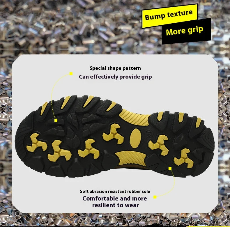 Botas de seguridad de trabajo indestructibles de cuero impermeables para hombre, botas militares para exteriores, zapatos industriales antigolpes y antipinchazos para hombre
