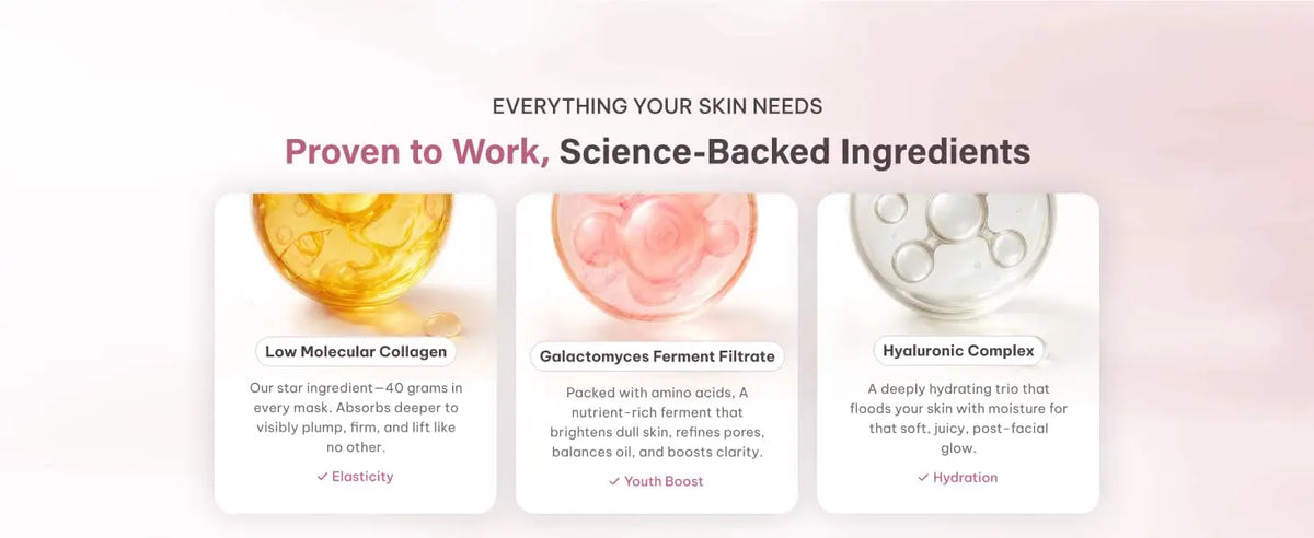 Mascarilla Facial de Colágeno Nocturna – Mascarilla Coreana Hidratante – Niacinamida y Colágeno de Bajo Peso Molecular – Reafirmante y Suavizante para la Piel