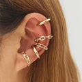 Pendientes elegantes de hojas de Color dorado para mujer, Clips para las orejas negros sin perforación, pendientes de cartílago falso, joyería diaria