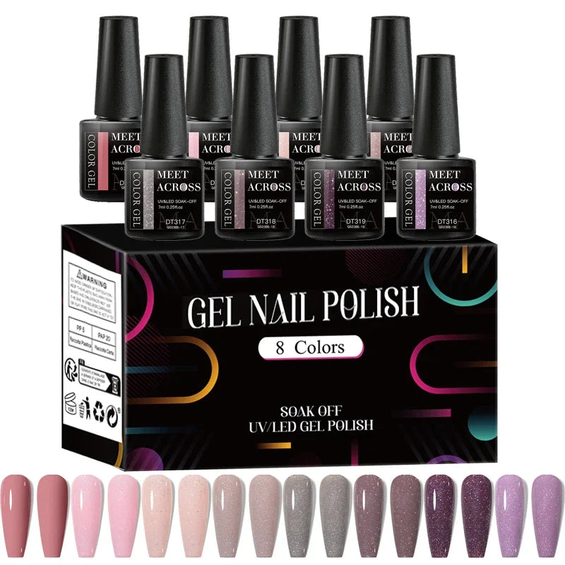 8 unids/set de esmalte de uñas de Gel fluorescente, barniz de Gel semipermanente colorido para decoración de uñas, suministros de manicura para uñas