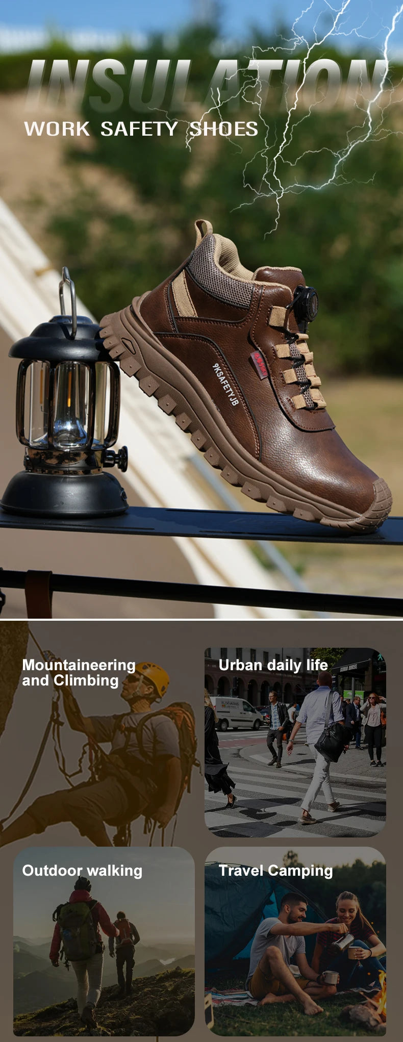 Zapatos de seguridad para el trabajo con aislamiento de 6KV, botas de trabajo impermeables antideslizantes para hombres y mujeres, botas de seguridad con protección de botón giratorio, talla 47 48