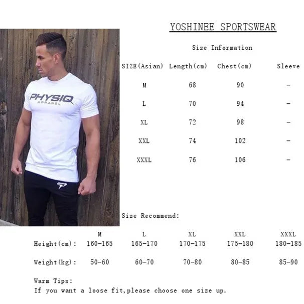 Camiseta de culturismo para hombre, camisetas de algodón ajustadas para Fitness, camisetas ajustadas de manga corta a la moda para hombre, camisetas, ropa