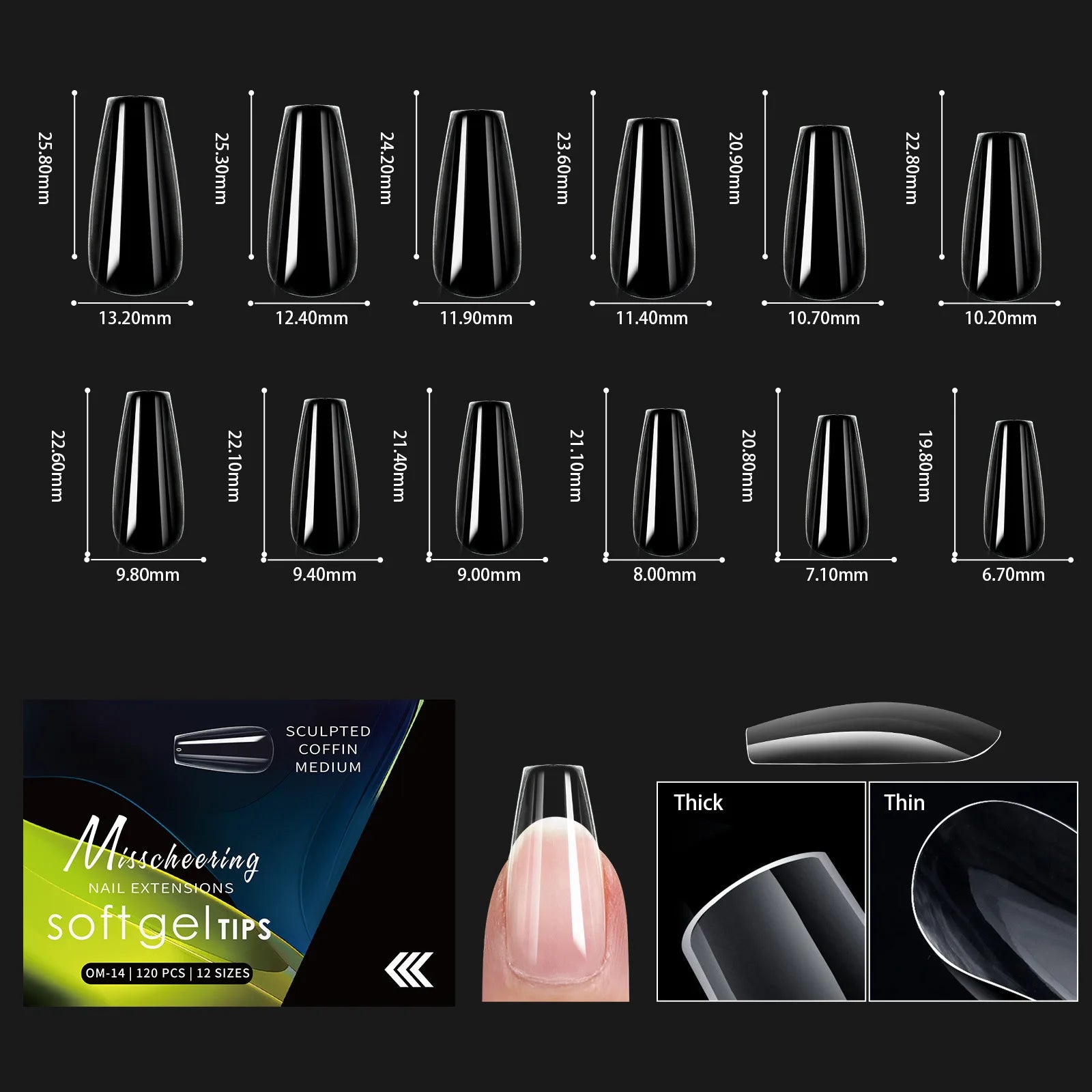 120/140 Uds. Puntas de uñas postizas de aguja de almendra extensión de uñas postizas suaves y transparentes para el hogar DIY salón de uñas manicura prensa en las uñas