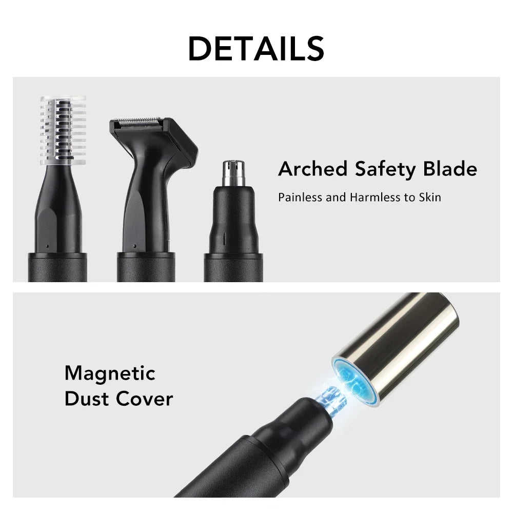 Cortadora de pelo eléctrica 3 en 1 para hombres, pantalla LED, patillas indoloras, cejas, barba, afeitadora, recargable por USB