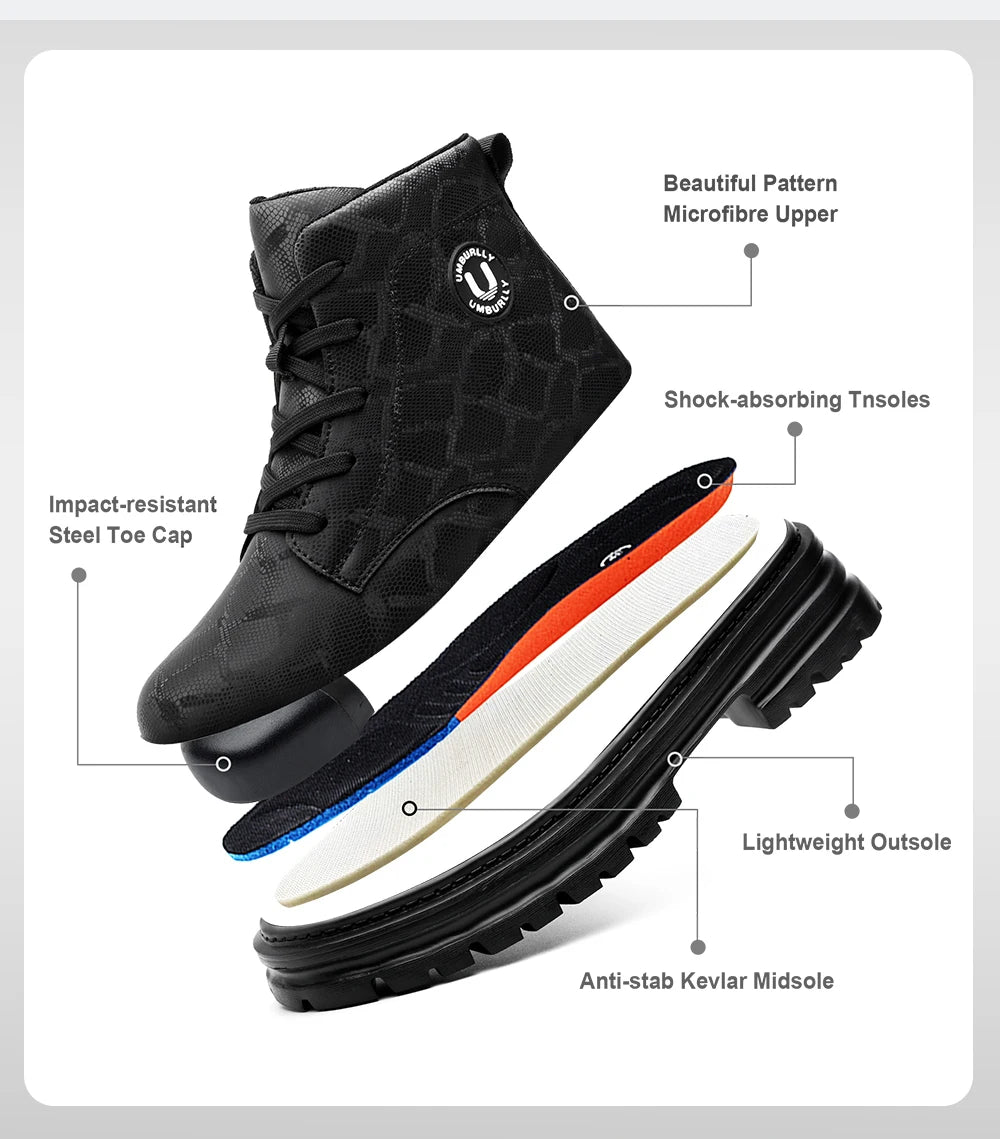 Botas de Trabajo de Seguridad con Punta de Acero para Mujer, Antiaplastamiento, Antipinchazos, Antideslizantes, Zapatos Deportivos Cómodos, Calzado de Seguridad Laboral