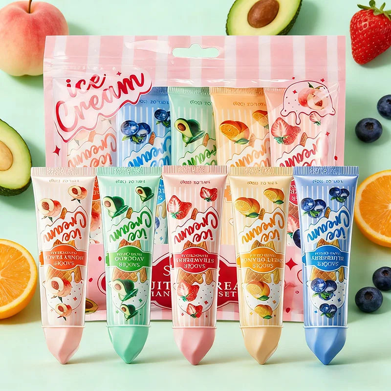 5 unids/set SADOER helado de frutas crema de manos hidratante nutritivo brillo cremas de manos hidratantes productos para el cuidado de la piel