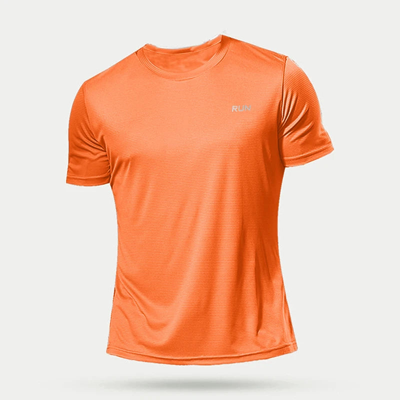Camiseta deportiva de verano para hombre, camiseta atlética de manga corta con cuello redondo, poliéster, secado rápido, transpirable, ligera, para gimnasio, correr, culturismo, entrenamiento, fútbol, camisetas depo