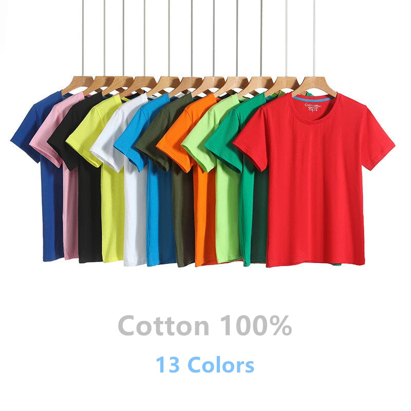Camiseta de Hombre 2026, Nueva, 100% Algodón, Color Puro, Cuello Redondo, Manga Corta, para Hombre