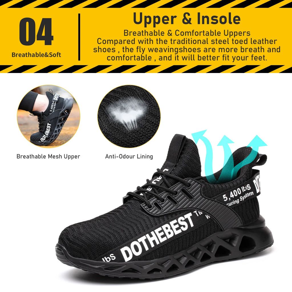Zapatos de Seguridad con Puntera de Acero para Hombre, Zapatillas de Trabajo Ligeras, Zapatos de Trabajo Antipinchazos, Botas de Seguridad para la Construcción