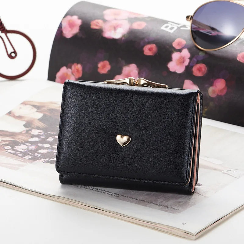 2024 nuevo monedero femenino corto versión coreana de estudiantes fresco plegable Mini billetera de Metal lindo bolso de animales