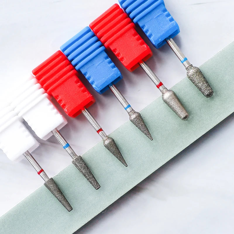 Brocas de cerámica para uñas de diamante, fresa para manicura, limas rotativas para cutículas izquierda y derecha, herramientas de accesorios para uñas DIY