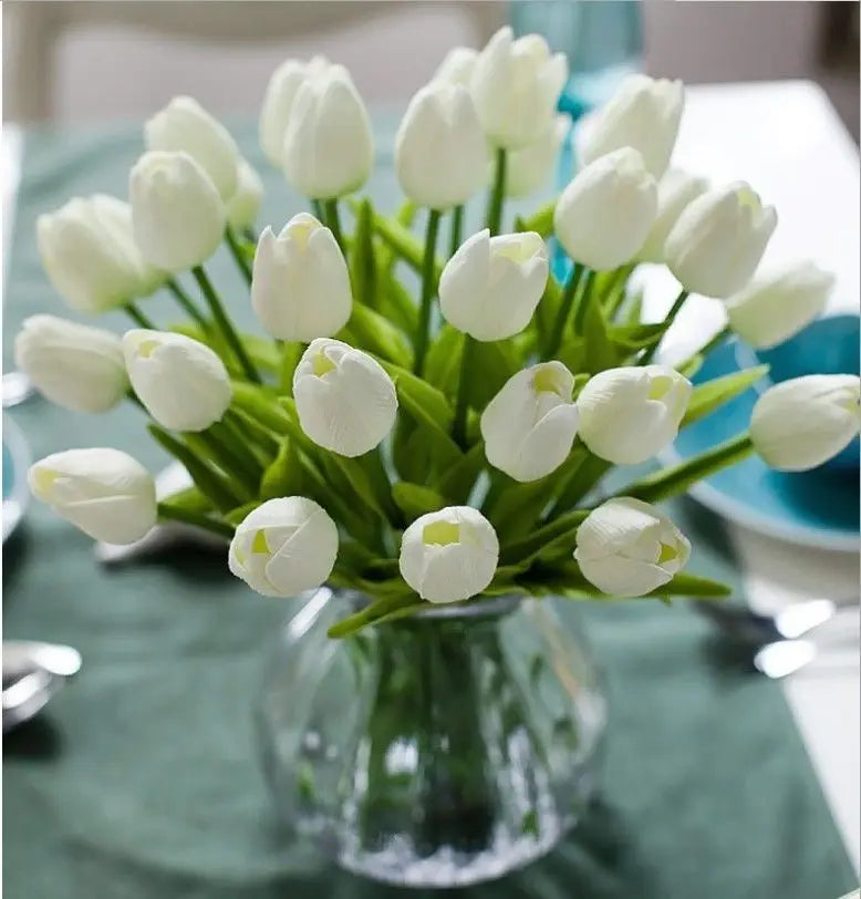 3/5/10/15/20 piezas tulipanes flores artificiales ramo de flores de tacto Real tulipanes flor falsa para decoración del hogar de la boda