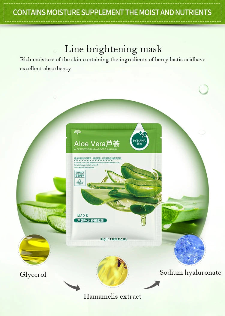 Mascarilla Facial de plantas naturales, máscara Facial hidratante, Control de aceite, antienvejecimiento, fruta, Aloe, hoja coreana, productos de belleza y cuidado de la piel, 30 piezas