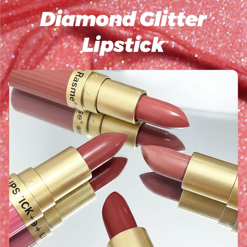 Lápiz labial de terciopelo con purpurina rosa nacarado, metálico, resistente al agua, de larga duración, mate, brillo, diamante, maquillaje cosmético para mujer