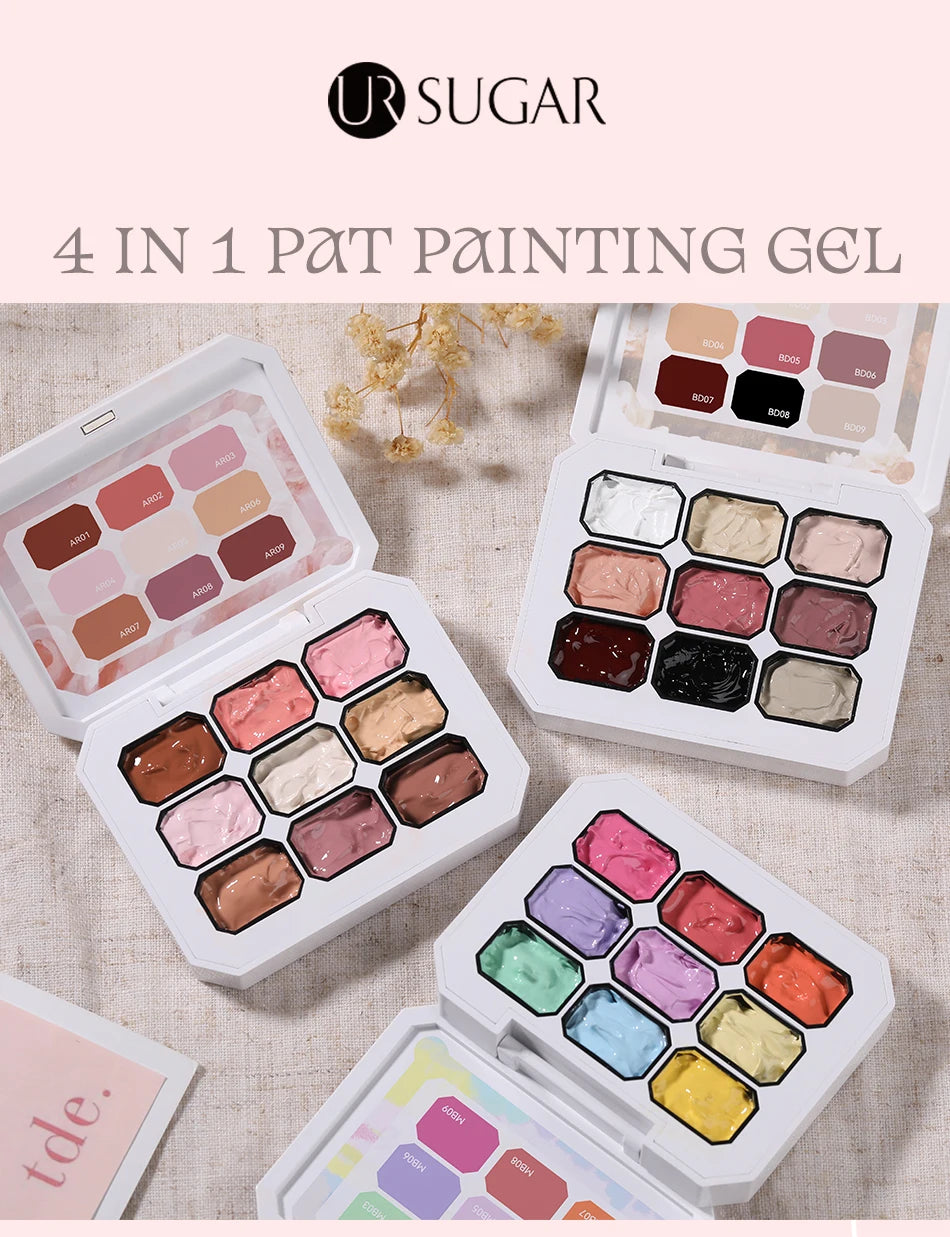 UR SUGAR 9 colores Pat pintura Gel uñas 4 en 1 semipermanente remojo uñas LED UV usadas para patrón de estampado degradado