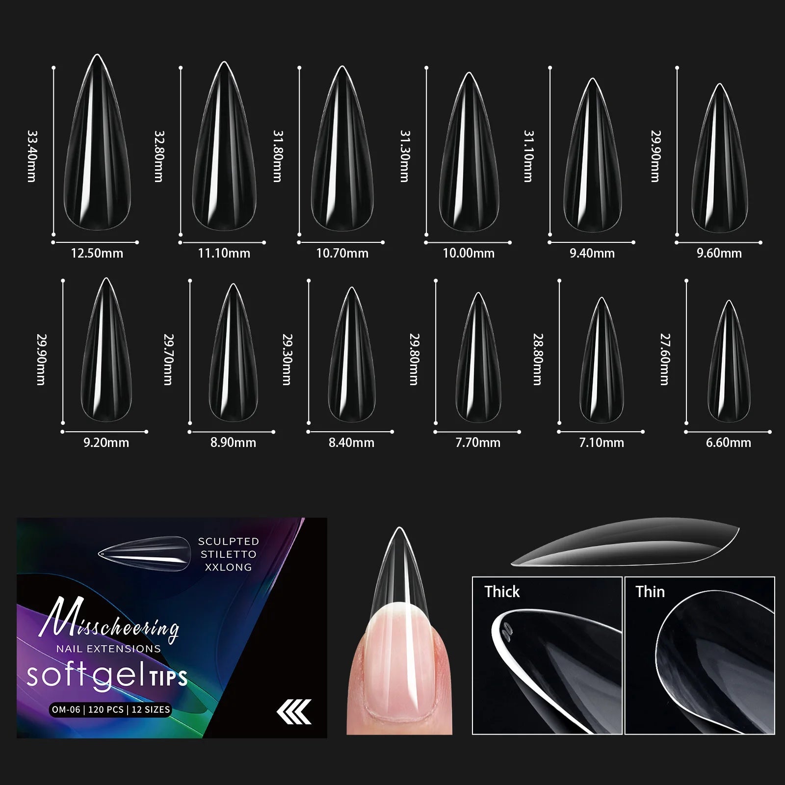 120/140 Uds. Puntas de uñas postizas de aguja de almendra extensión de uñas postizas suaves y transparentes para el hogar DIY salón de uñas manicura prensa en las uñas