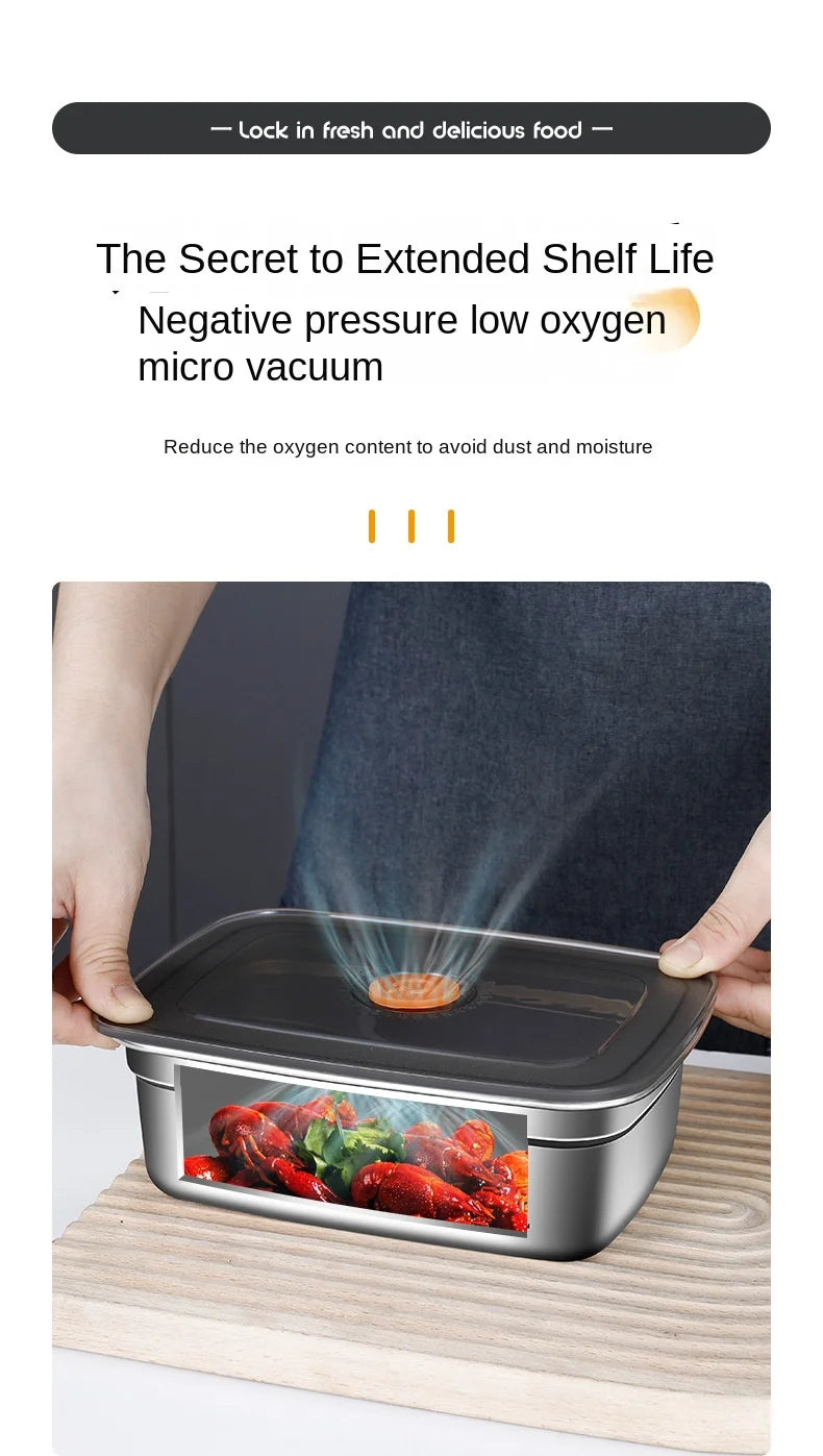 Crisper de acero inoxidable 304, fiambrera, fiambrera sellada a prueba de fugas, caja de almacenamiento para refrigerador y congelador, fiambrera para acampar