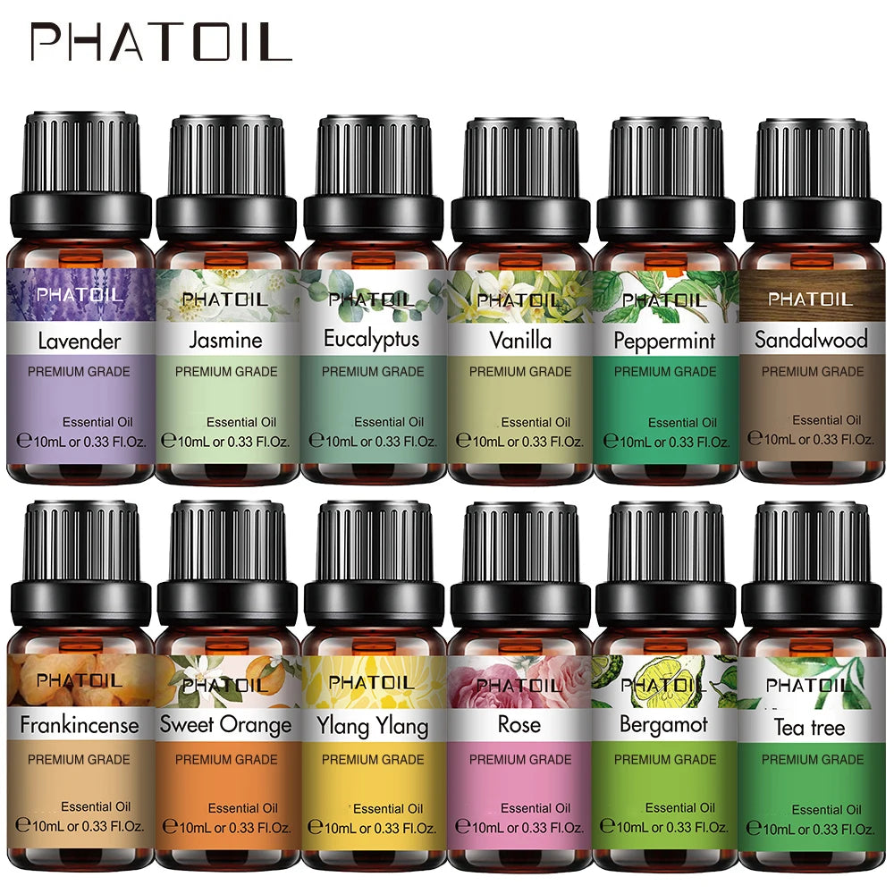 Aceites Esenciales de Lavanda de 10 ml, Puros y Naturales para Difusor, Humidificador, Aromaterapia, Aceite Aromático de Jazmín y Vainilla, para Velas y Jabones DIY