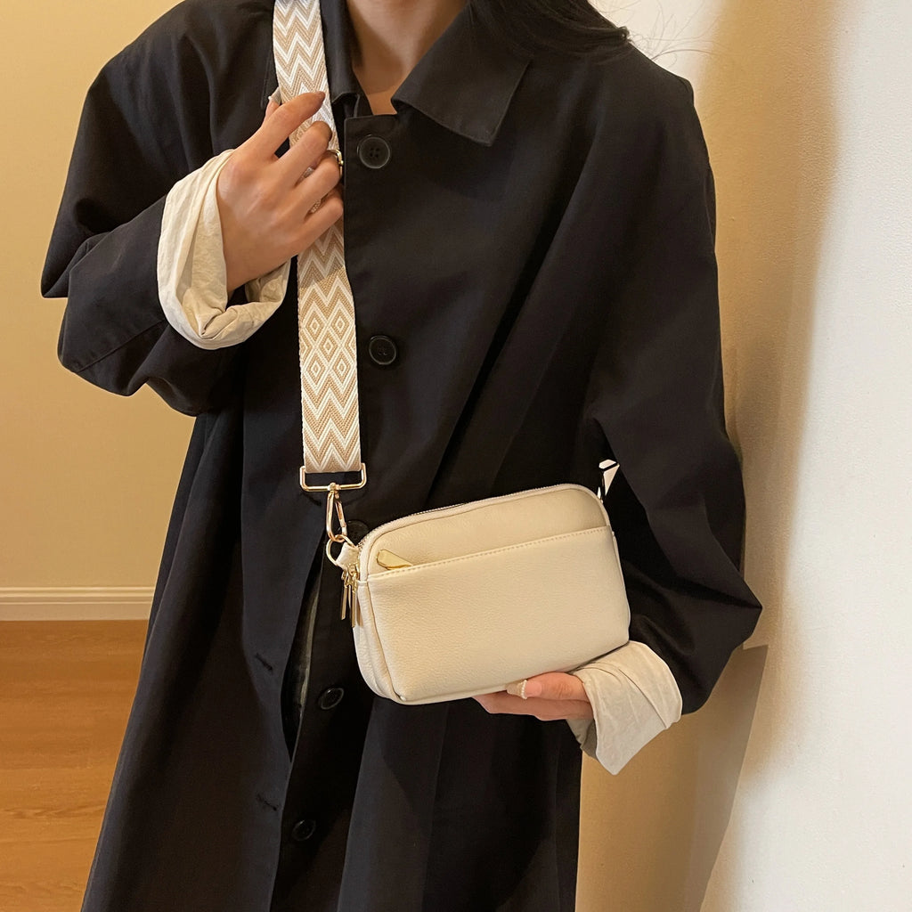 Bolso cruzado vegano elegante para mujer, bolso de hombro de PU minimalista y a la moda, compacto, espacioso, apto para teléfono