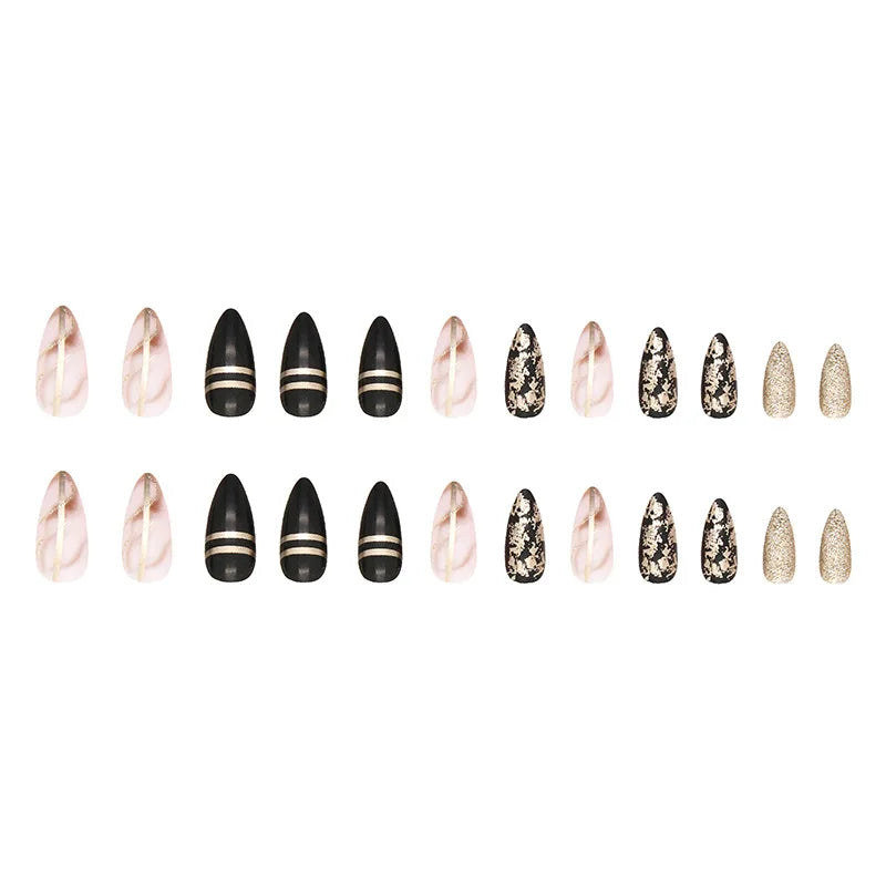 24 piezas de nuevas uñas a presión de estilo francés (pegatinas de uñas postizas de moda), emparejadas con 1 pieza de pegamento de gelatina y 1 lima de uñas