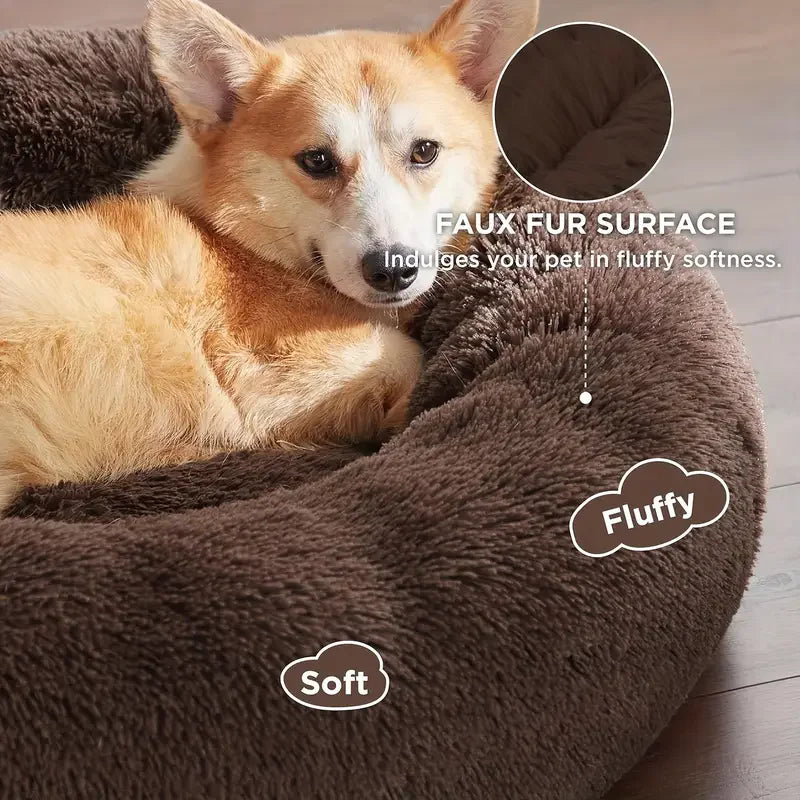 Cama redonda para perros, cama cálida de invierno para gatos, cesta de felpa para perros, cama lavable para mascotas, sofá para perros pequeños, medianos y grandes