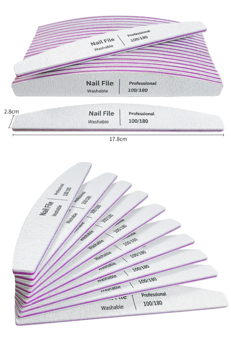 Lima de uñas 100 a 180 herramientas profesionales esmeril para manicura lima 240 papel de lija limas de pulido de Gel para uñas juego pulidor